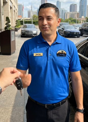 Intrak attendant receiving keys at a luxury residence
